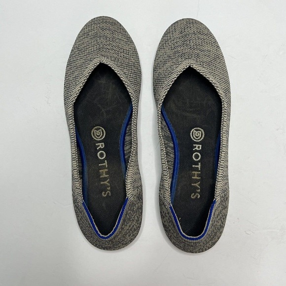 Rothy’s Grey Blue Round Toe Flats RETIRED Size 8 Rare Comfort Travel Washable - Picture 3 of 6